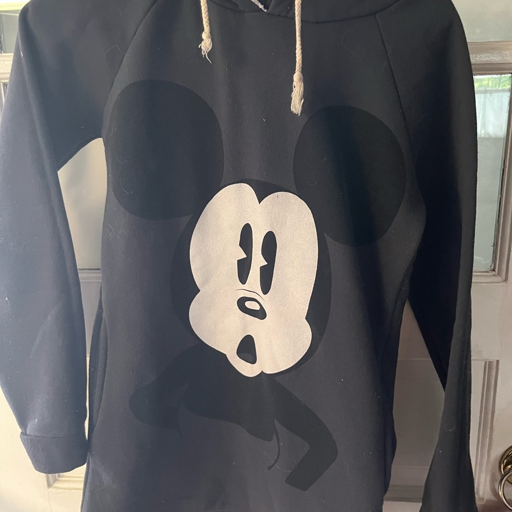 Disney Mickey Mouse Black and White Hoodie Sweatshirt